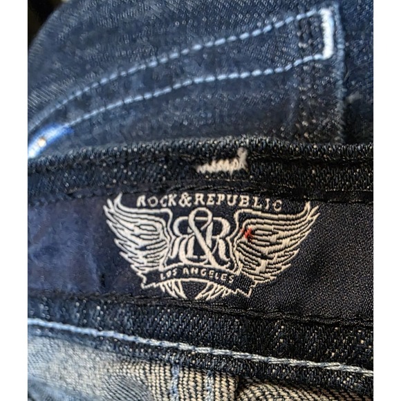 Rock Republic Vintage Y2K Kasandra Denim Frayed Jeans Low Rise Size 26 - Picture 10 of 16